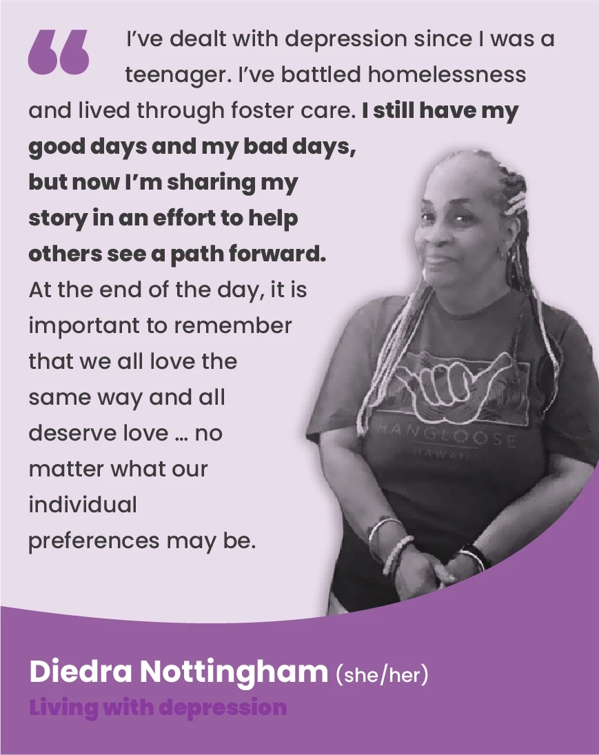 Quote by Diedra, an individual living with depression